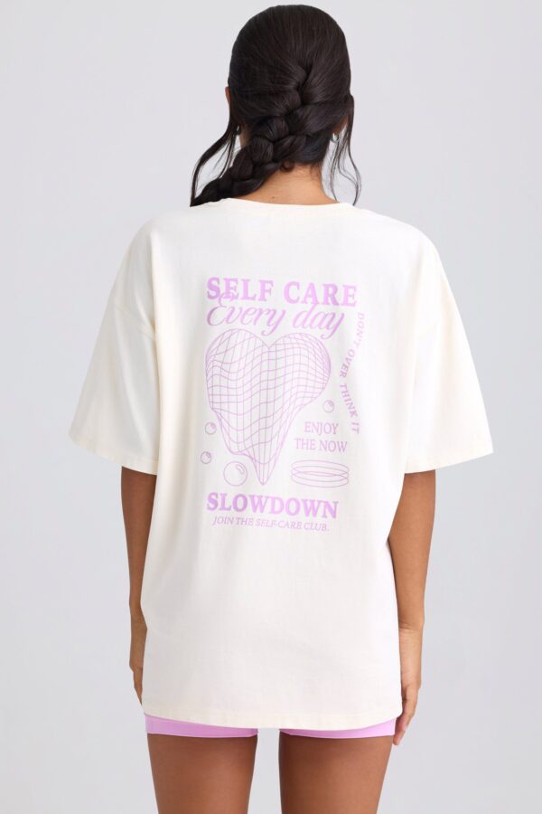 Oversized Short-Sleeve T-Shirt in Eggshell - Image 6