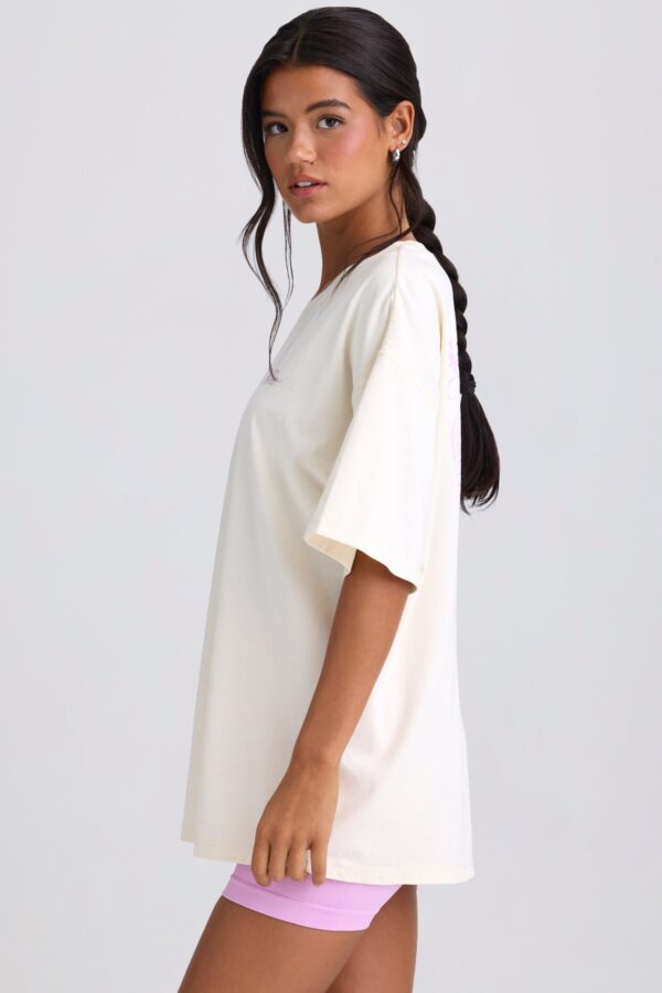 Oversized Short-Sleeve T-Shirt in Eggshell - Image 3