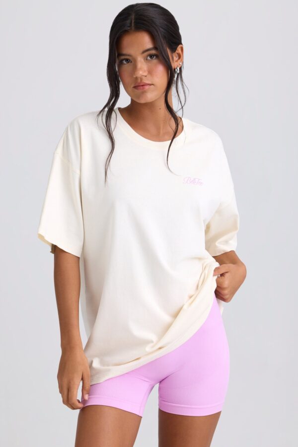 Oversized Short-Sleeve T-Shirt in Eggshell - Image 2