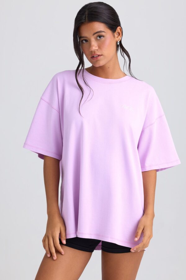 Oversized Short-Sleeve T-Shirt in Violet Pink - Image 2