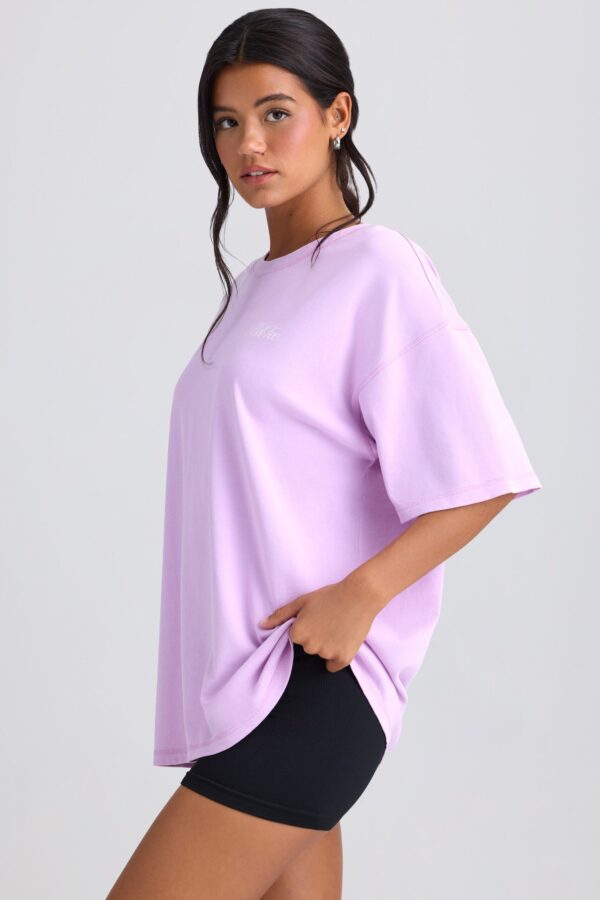 Oversized Short-Sleeve T-Shirt in Violet Pink - Image 3
