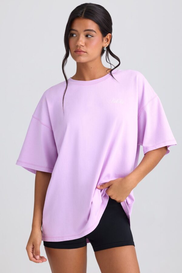 Oversized Short-Sleeve T-Shirt in Violet Pink - Image 5