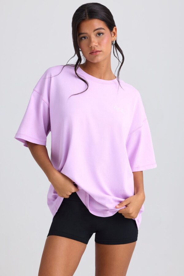 Oversized Short-Sleeve T-Shirt in Violet Pink - Image 6