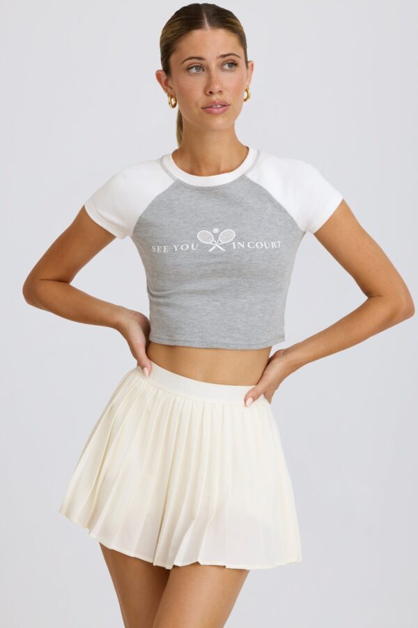 Graphic-Print Cropped T-Shirt in Grey Marl - Image 4