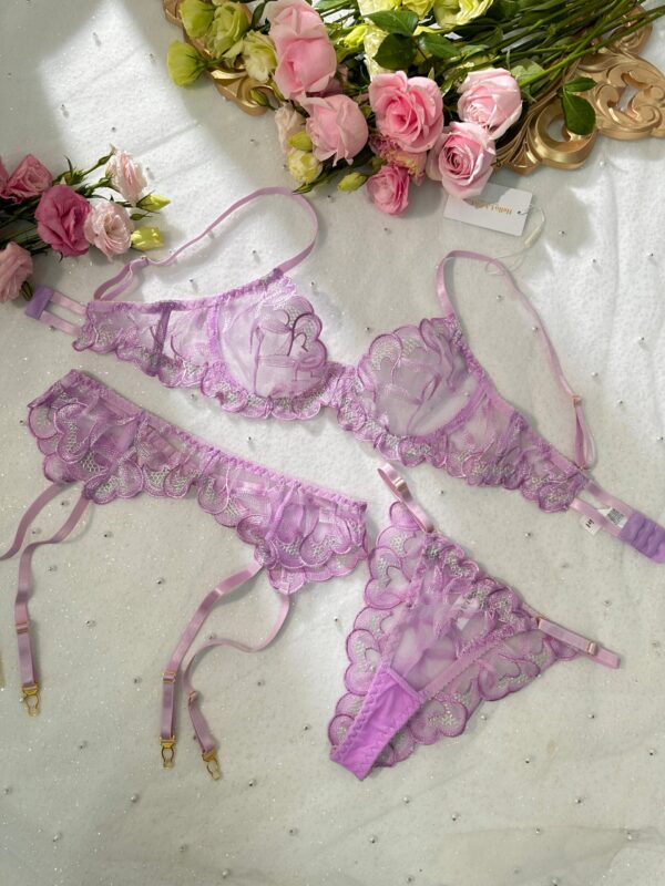 Purple Embroidery Lingerie Set - Image 11