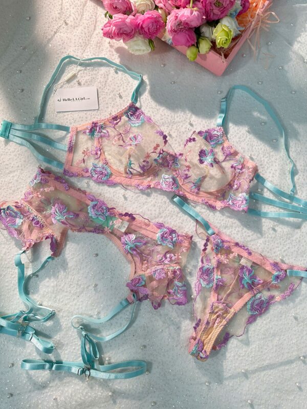 Pastel Petal Mesh Lingerie Set - Image 9