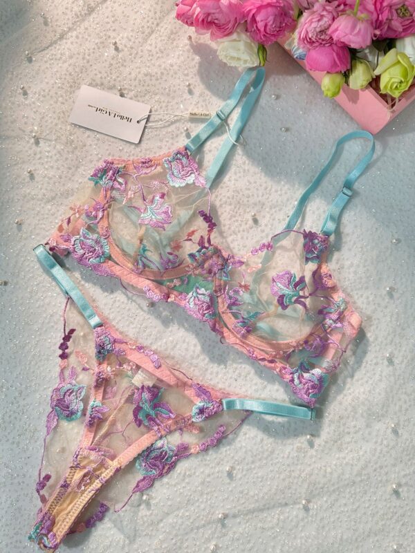 Pastel Petal Mesh Lingerie Set - Image 10