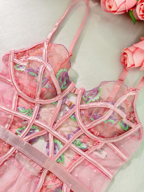 Pink Deluxe Floral Embroidered Bodysuit - Image 22