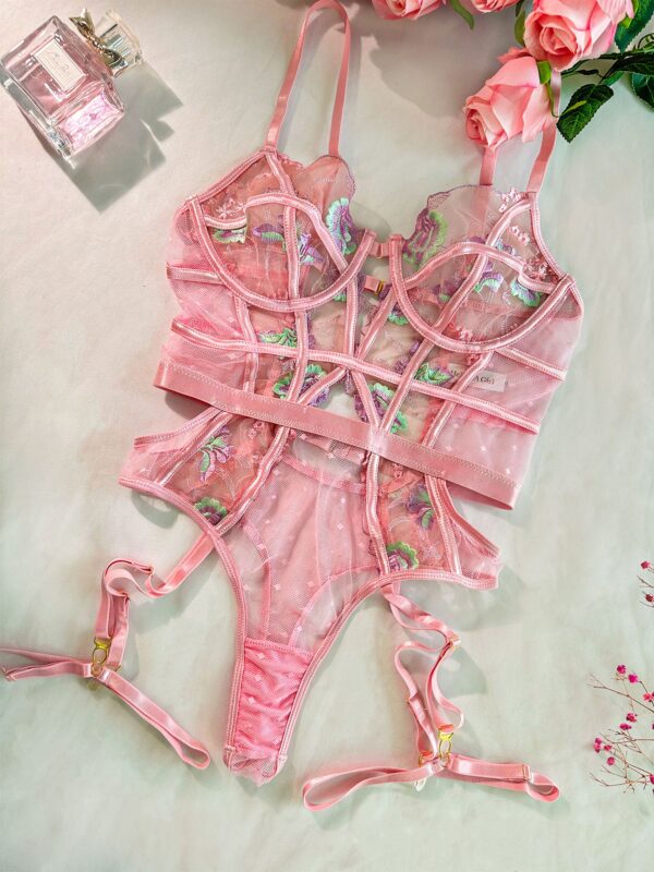 Pink Deluxe Floral Embroidered Bodysuit - Image 21
