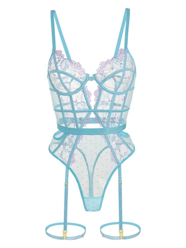 Indigo Dreams Floral French-inspired Sensual Bodysuit - Image 11