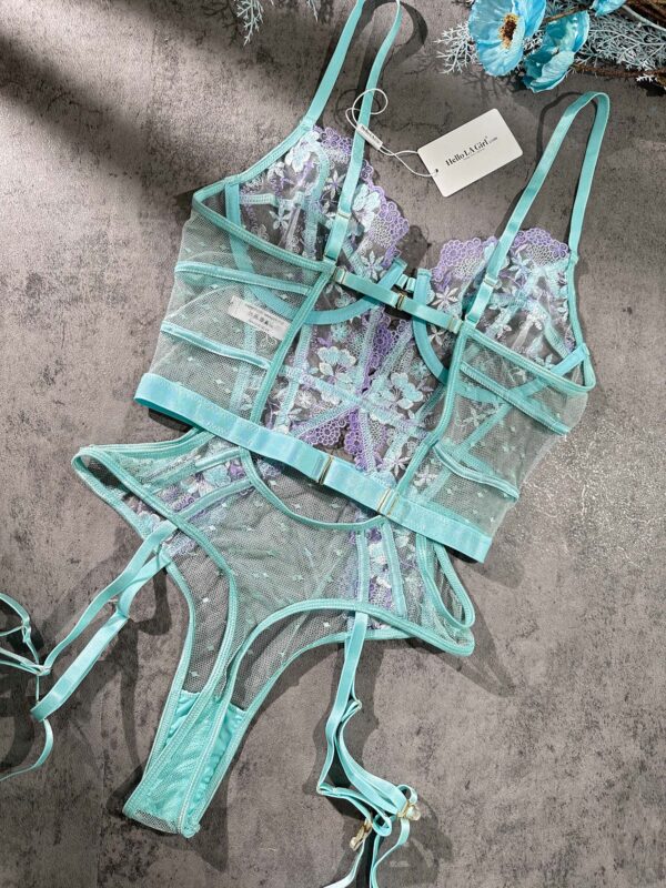 Indigo Dreams Floral French-inspired Sensual Bodysuit - Image 13