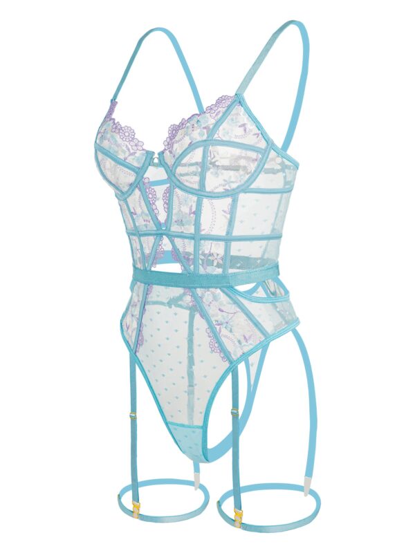 Indigo Dreams Floral French-inspired Sensual Bodysuit - Image 10