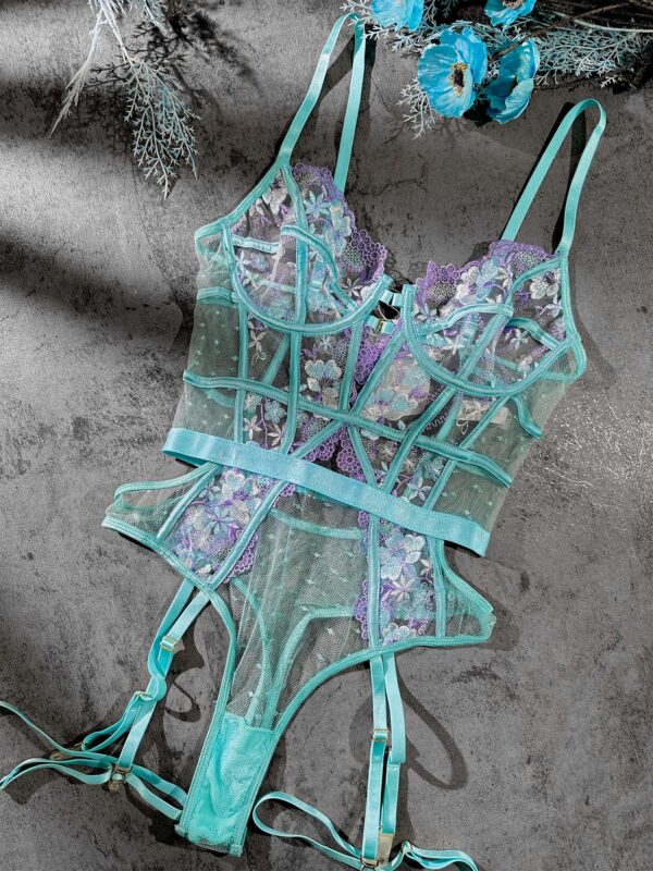 Indigo Dreams Floral French-inspired Sensual Bodysuit - Image 12