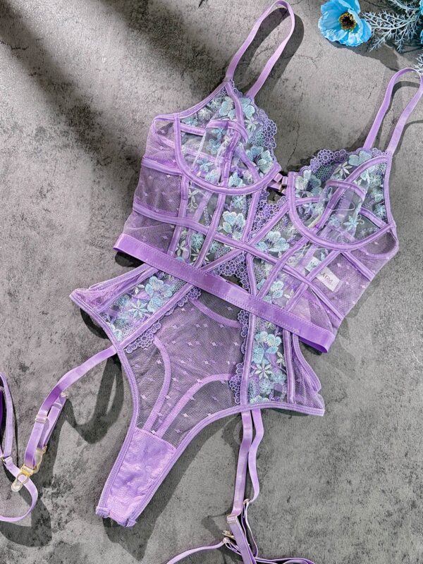 Lavender Blossom Embroidered French-inspired Bodysuit - Image 11