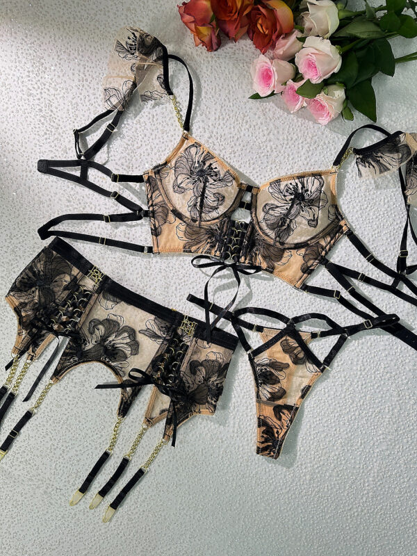 Black&Nude Ribbon Sculpting Body Lingerie Set - Image 18