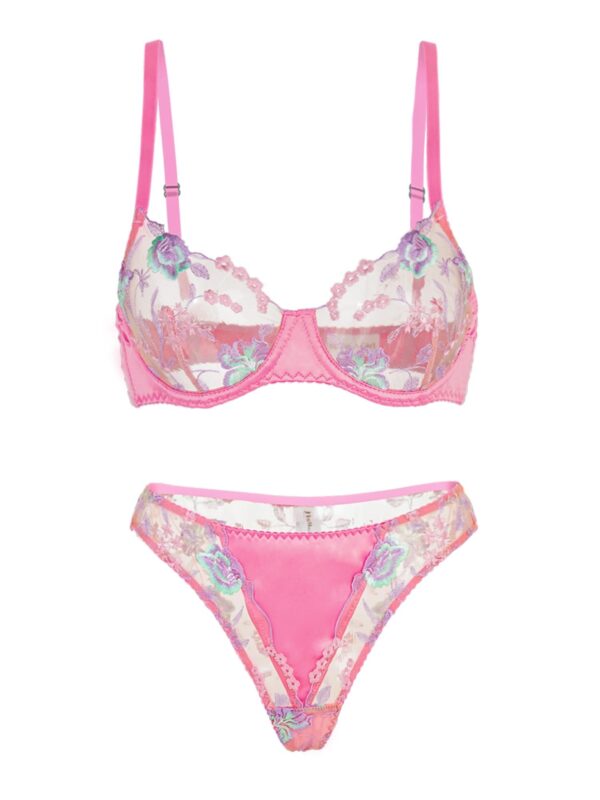 Pink Petals Embroidered Lingerie Set - Image 13