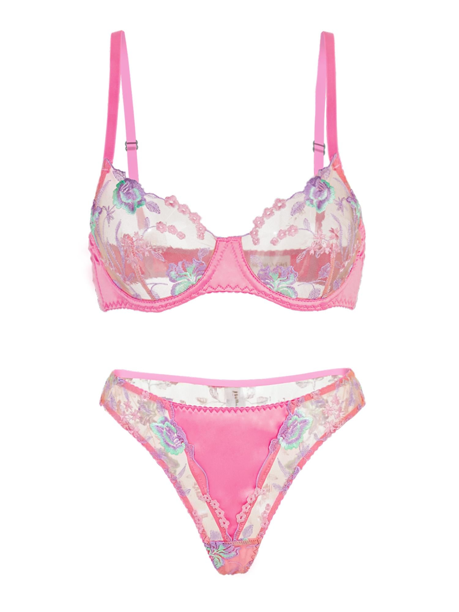 Pink Petals Embroidered Lingerie Set - Image 13