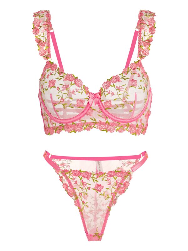 Sweetness Pink Rose Embroidered Thong - Image 2