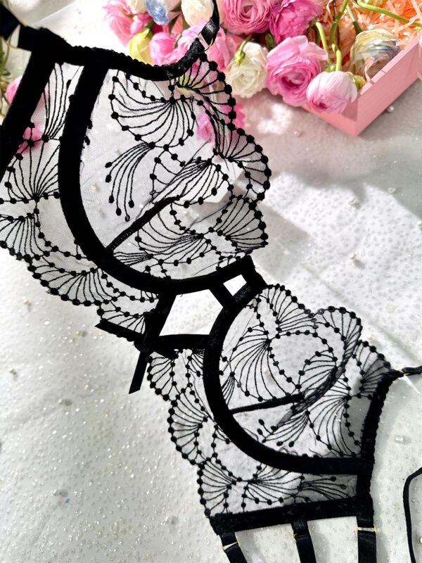 Ultra-Thin Sheer Black Embroidery Lingerie Set - Image 13