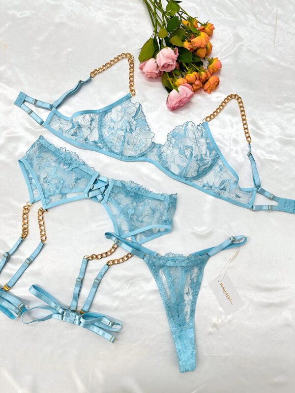Azure Dreams Sheer Lace Lingerie Set - Image 8