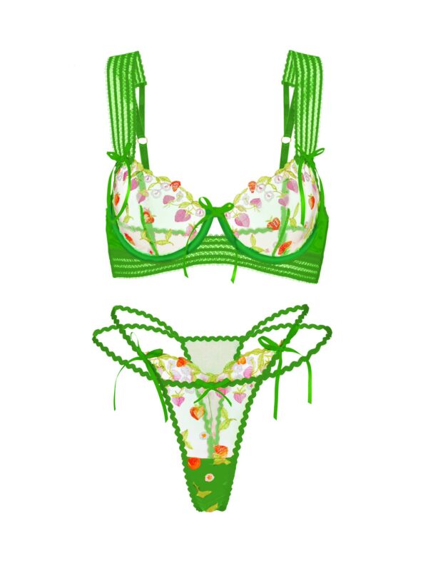 Garden Green Floral Lace Lingerie Set - Image 5
