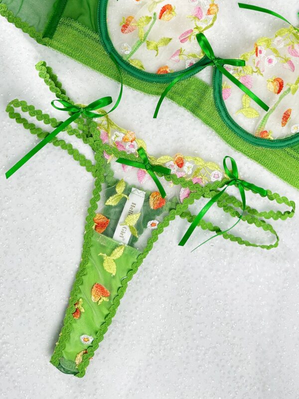 Garden Green Floral Lace Lingerie Set - Image 11