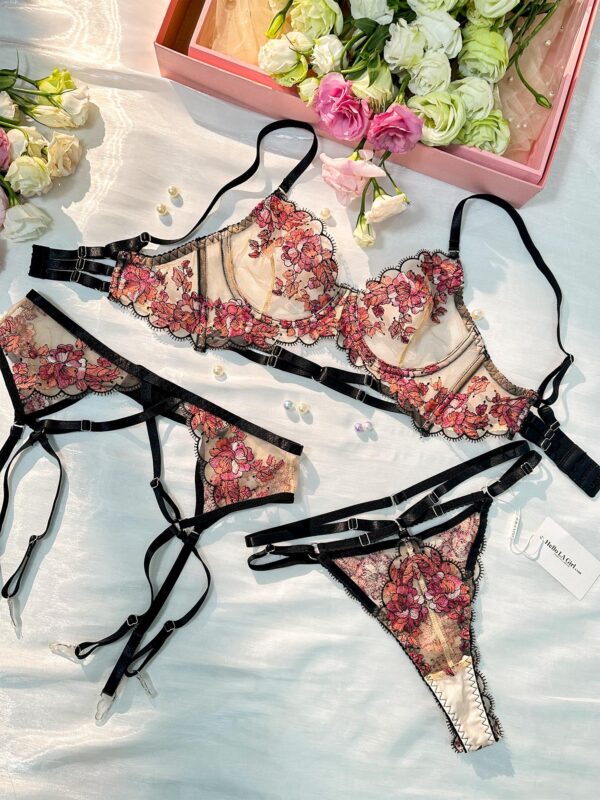 Floral Sheer Lace Lingerie Set - Image 3
