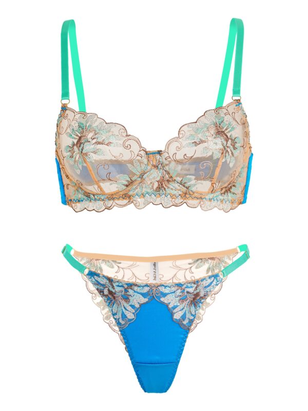 Vintage Peacock Blue Lingerie Set - Image 2