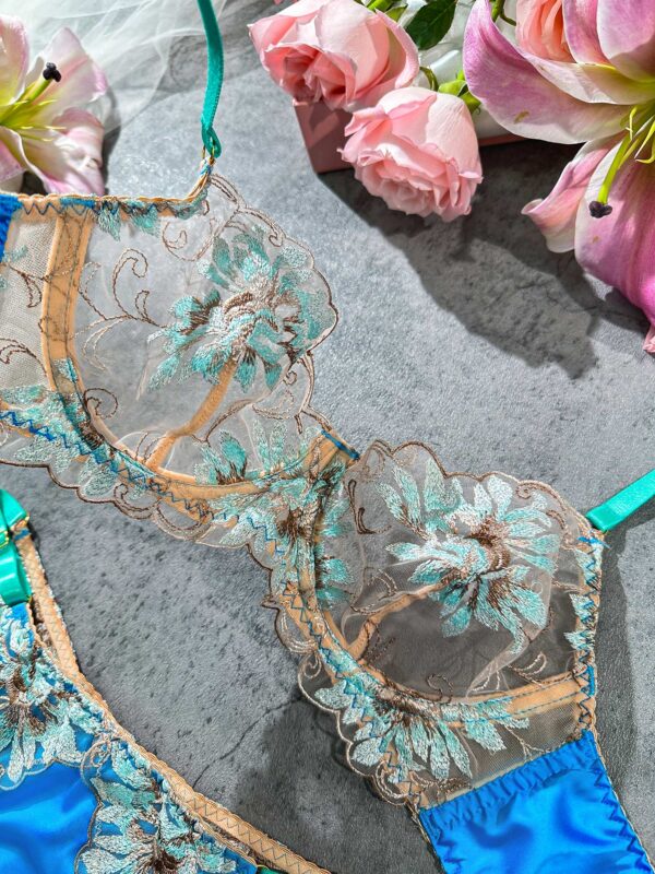 Vintage Peacock Blue Lingerie Set - Image 10