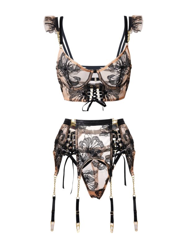 Black&Nude Ribbon Sculpting Body Lingerie Set - Image 12