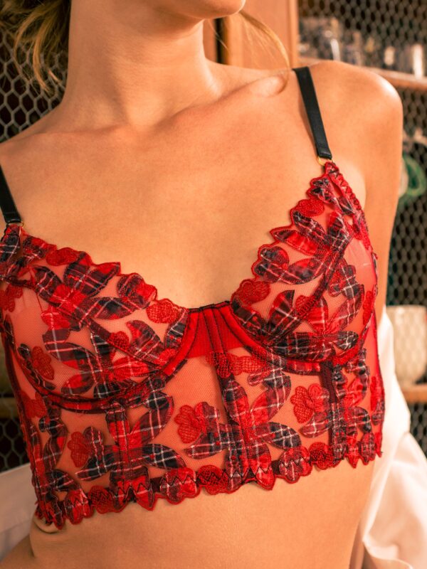 Red Tartan Flower Lingerie Set - Image 5
