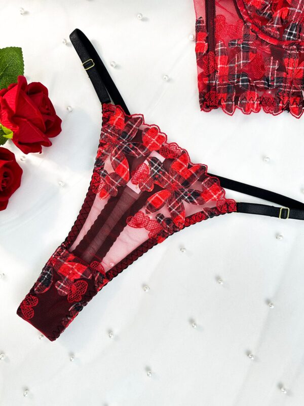 Red Tartan Flower Lingerie Set - Image 10