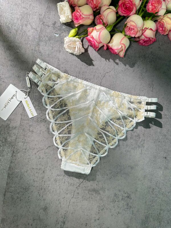 White&Gold  Embroidery Thong - Image 2