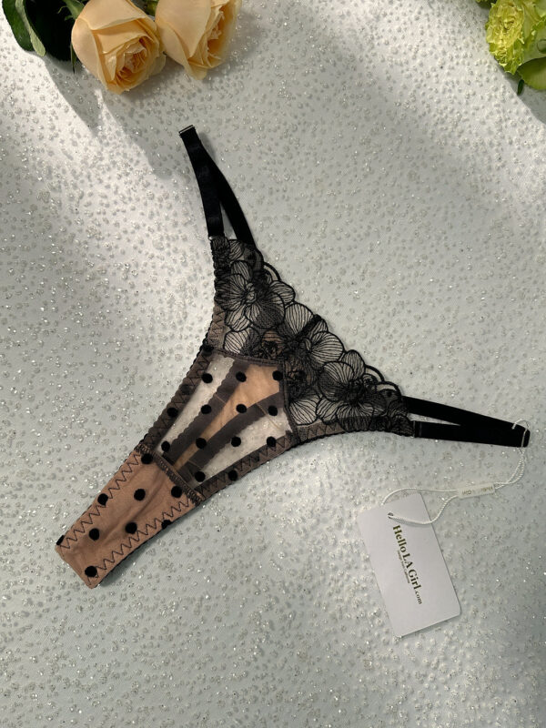 Nude Black Spot Soft Lace Widen Side Lingerie Set - Image 9