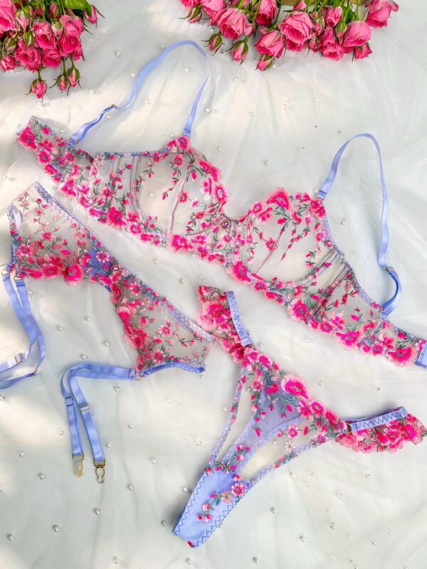 Fantasy Pink Bloom Embroidery Lingerie Set - Image 14