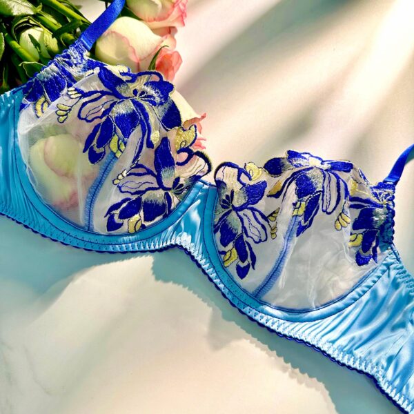 Fresh Blue Satin Embroidered Lingerie - Image 11