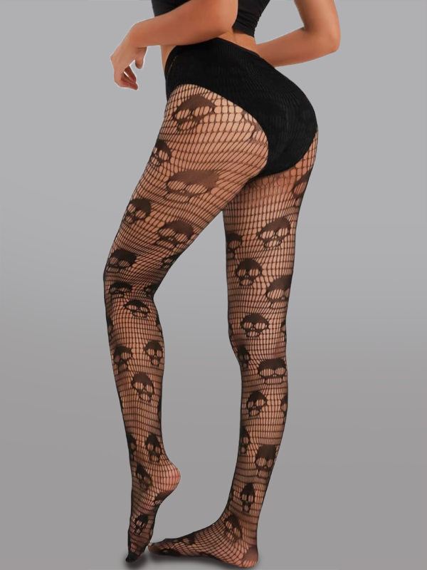 Dark Skull Mesh Tights - Image 2