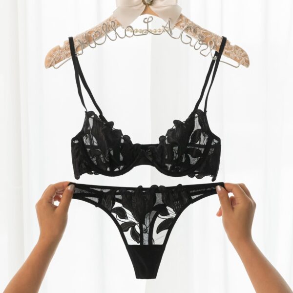 Black Magic Flower Embroidery Mesh Panty Lingerie Thong - Image 4