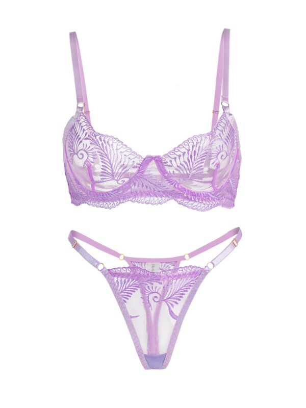 Puple Elegant Essence Embroidery Lingerie Set - Image 2