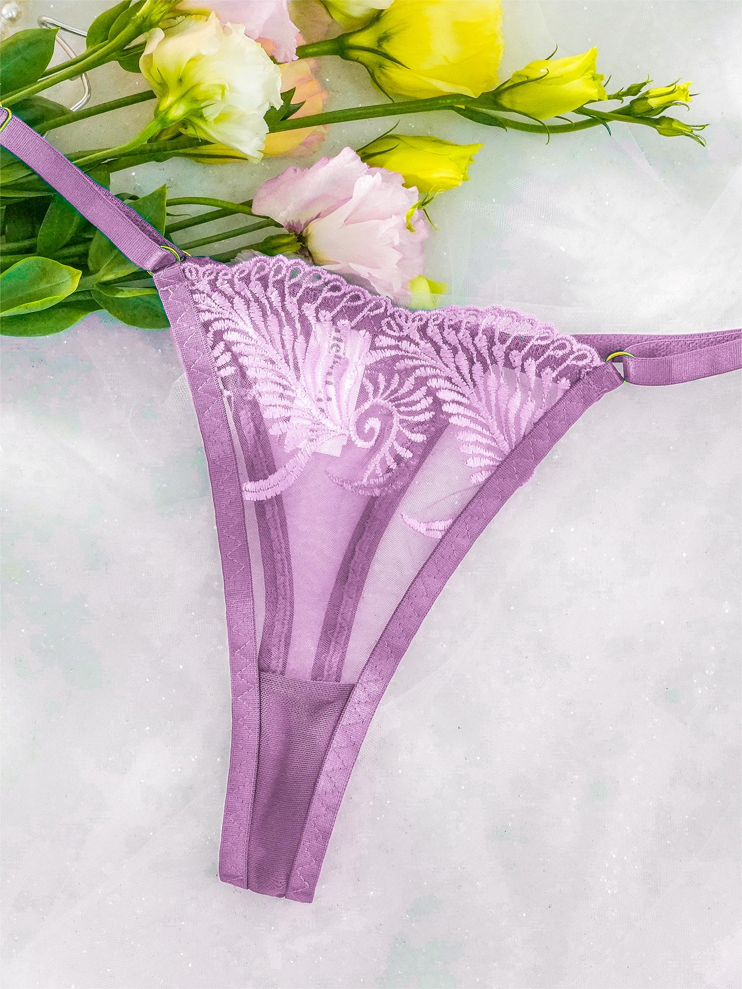 Purple Embroidery Adjustable Thong - Image 2
