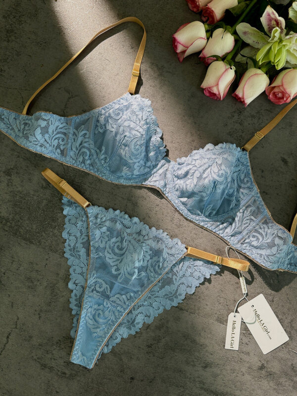 Blue Soft Lace Lingerie Set - Image 4