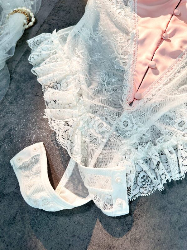 Pink&White Sexy Lace Bodysuit - Image 12