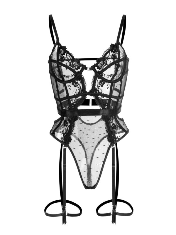 Solid Elegant Embroidered Lace Bodysuit - Image 7