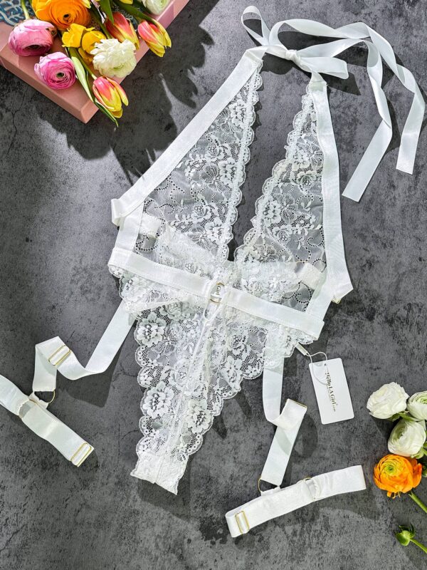 White Sexy Lace Suspenders Shapewear - Image 8
