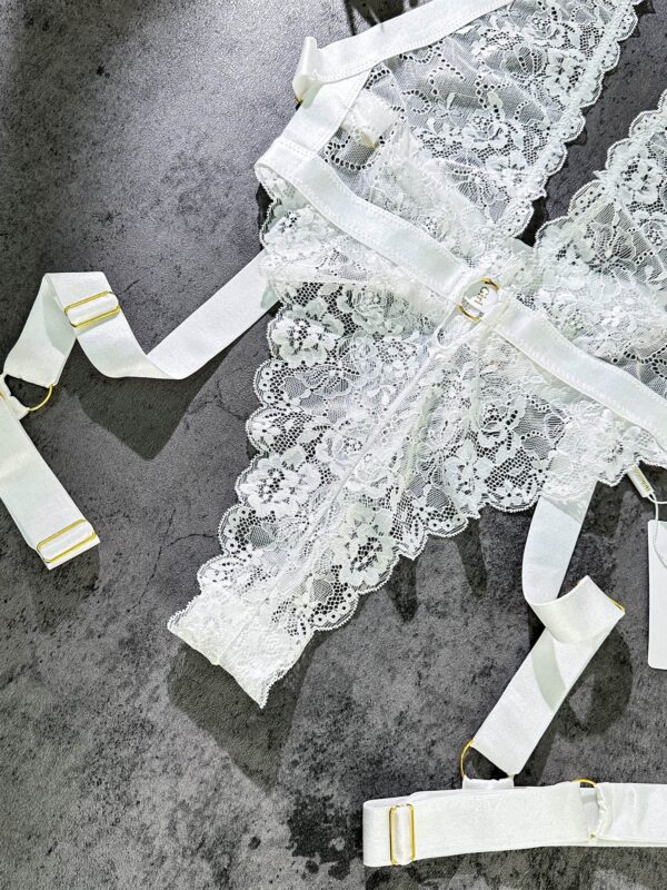 White Sexy Lace Suspenders Shapewear - Image 9