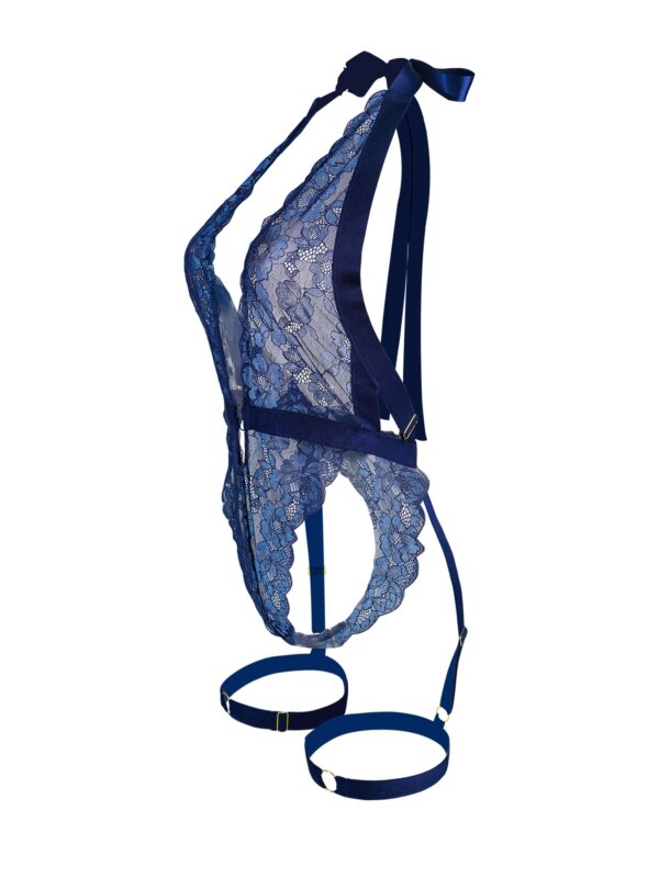 Blue Sexy Lace Suspenders Shapewear - Image 8