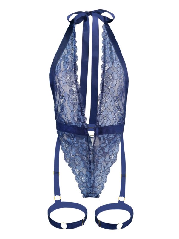 Blue Sexy Lace Suspenders Shapewear - Image 11