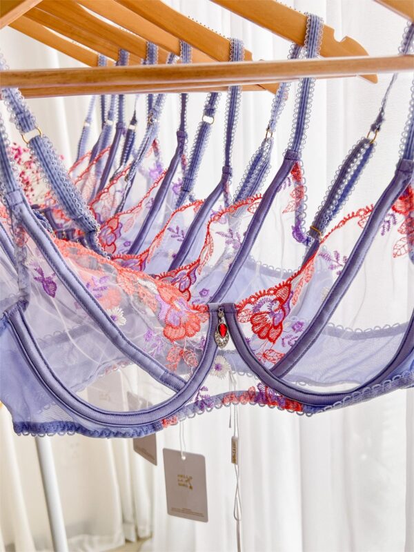 Purple Luxury Mesh See Through 3pc Lingerie Set - Image 6