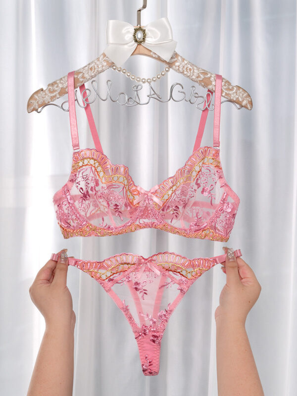 Pink Fancy Embroidery Lingerie Set - Image 6