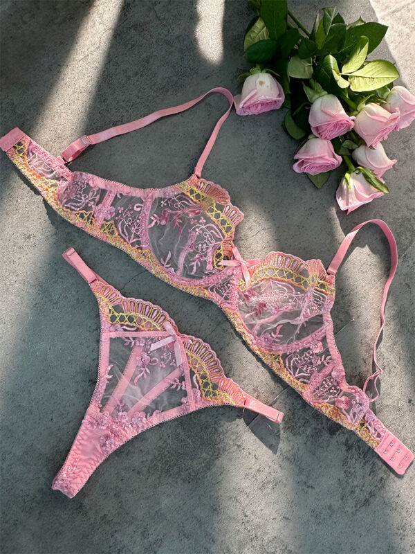 Pink Fancy Embroidery Lingerie Set - Image 5